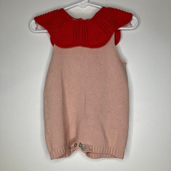 Oeuf Other - OEUF Baby Scalloped Knit Romper Pink Coral 12 Months